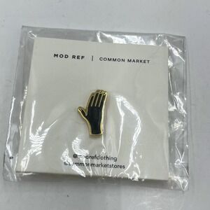 Vintage MOD REF x Common Market Hand Enamel Pin Gold Tone Black‎ Jewelry New NIP